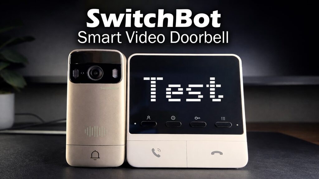 SwitchBot Smart Video Doorbell tillsammans med medföljande monitor under test.