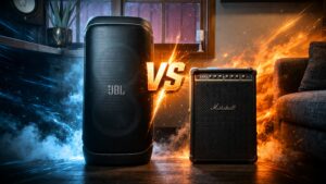 JBL PartyBox 720 bredvid Marshall Bromley 750