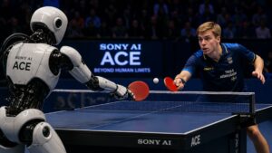 Sony AI:s pingisrobot Ace spelar match mot mänsklig motståndare