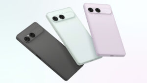 Sony Xperia 10 VIII i färgerna Frozen White, Frosted Grey och Misty Lilac.