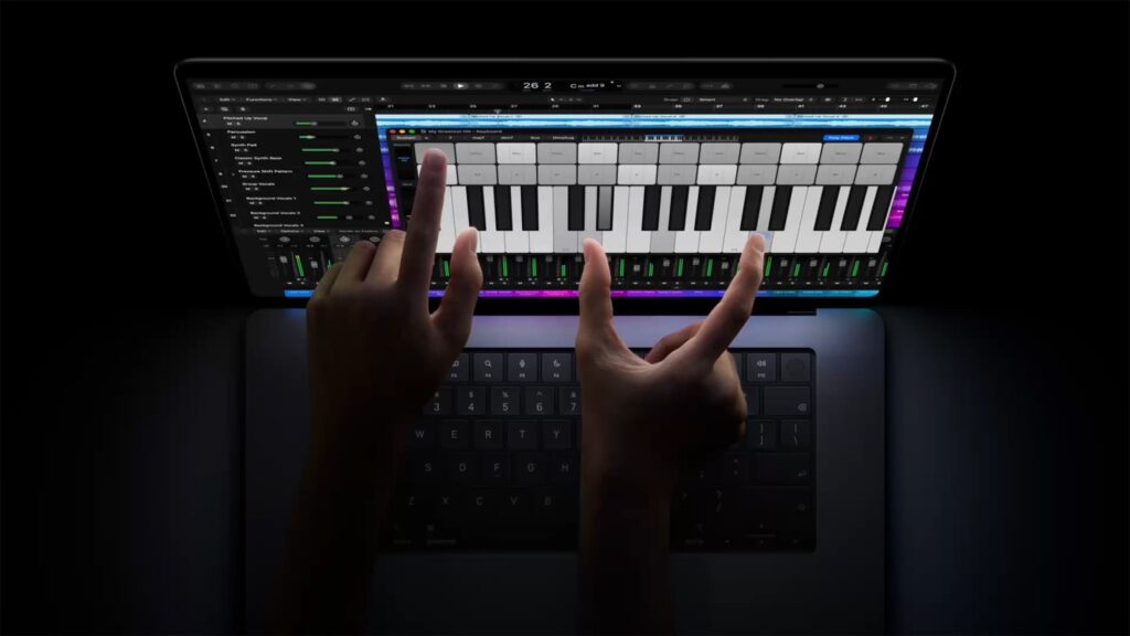 Apple MacBook Pro 16 tum med OLED-pekskärm och Dynamic Island.
